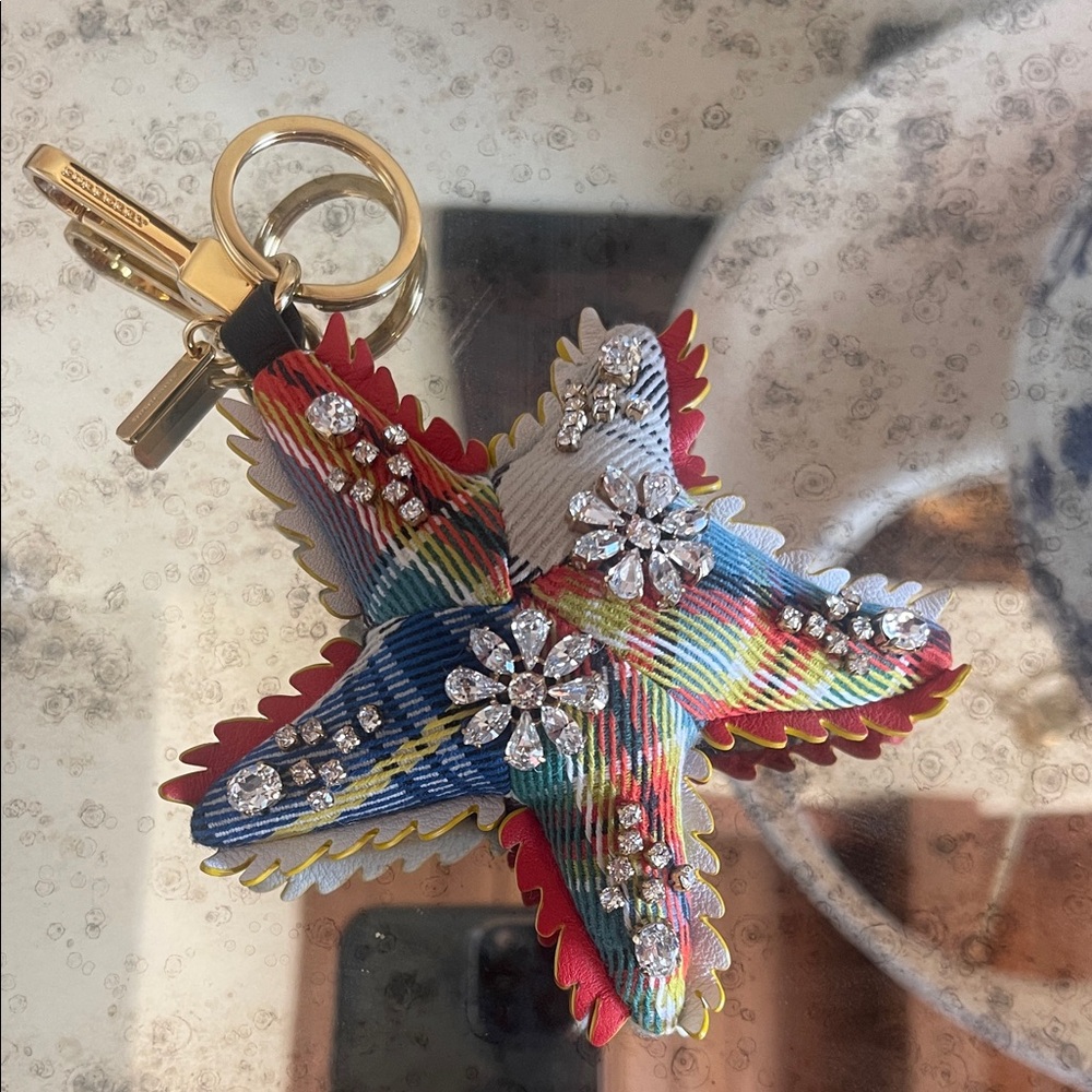 Burberry Multicolor Star Keychain with Crystal Embellishments